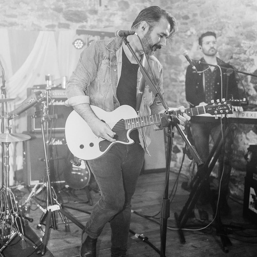 Live wedding band at boho themed wedding in Devon 