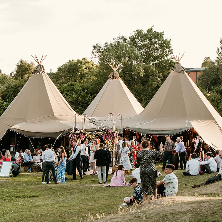 Tipi wedding venue at the couple's farm 