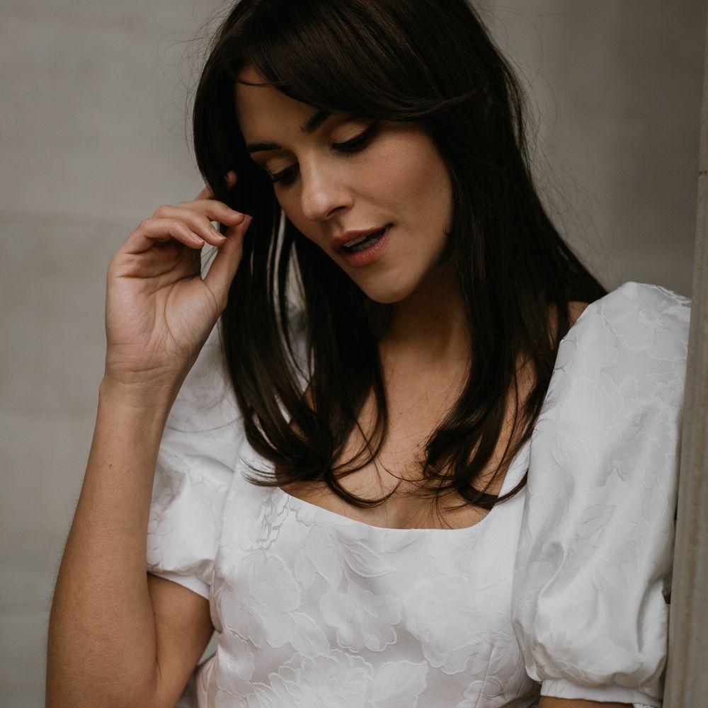 patterned ivory micro wedding dress by Story Of My Dress 