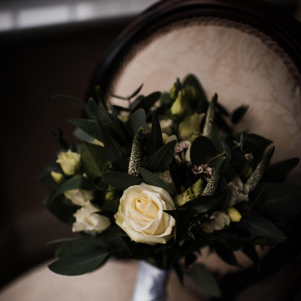 Classic floral bouquet featuring white flowers
