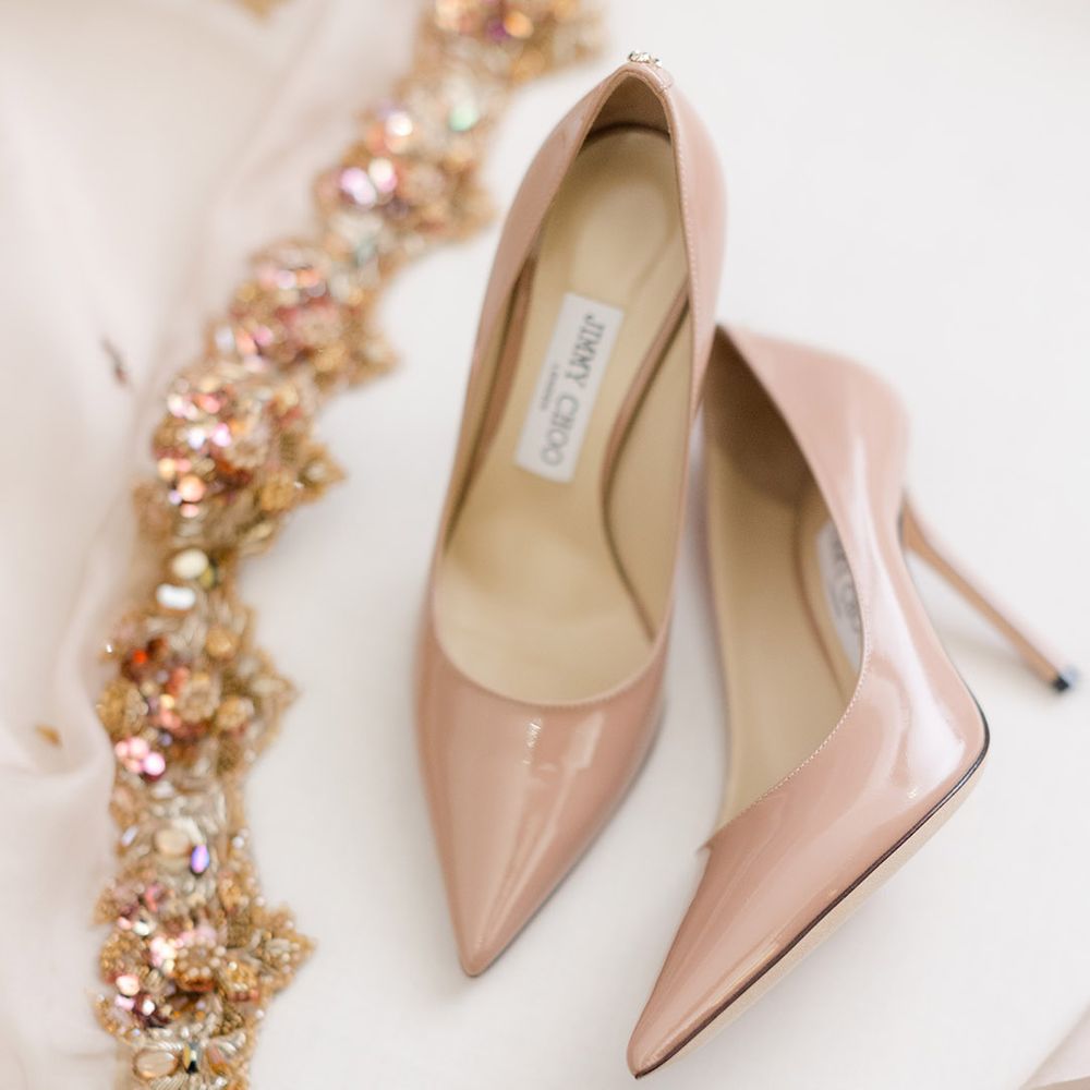 Nude Jimmy Choo wedding shoes for Walima ceremony 