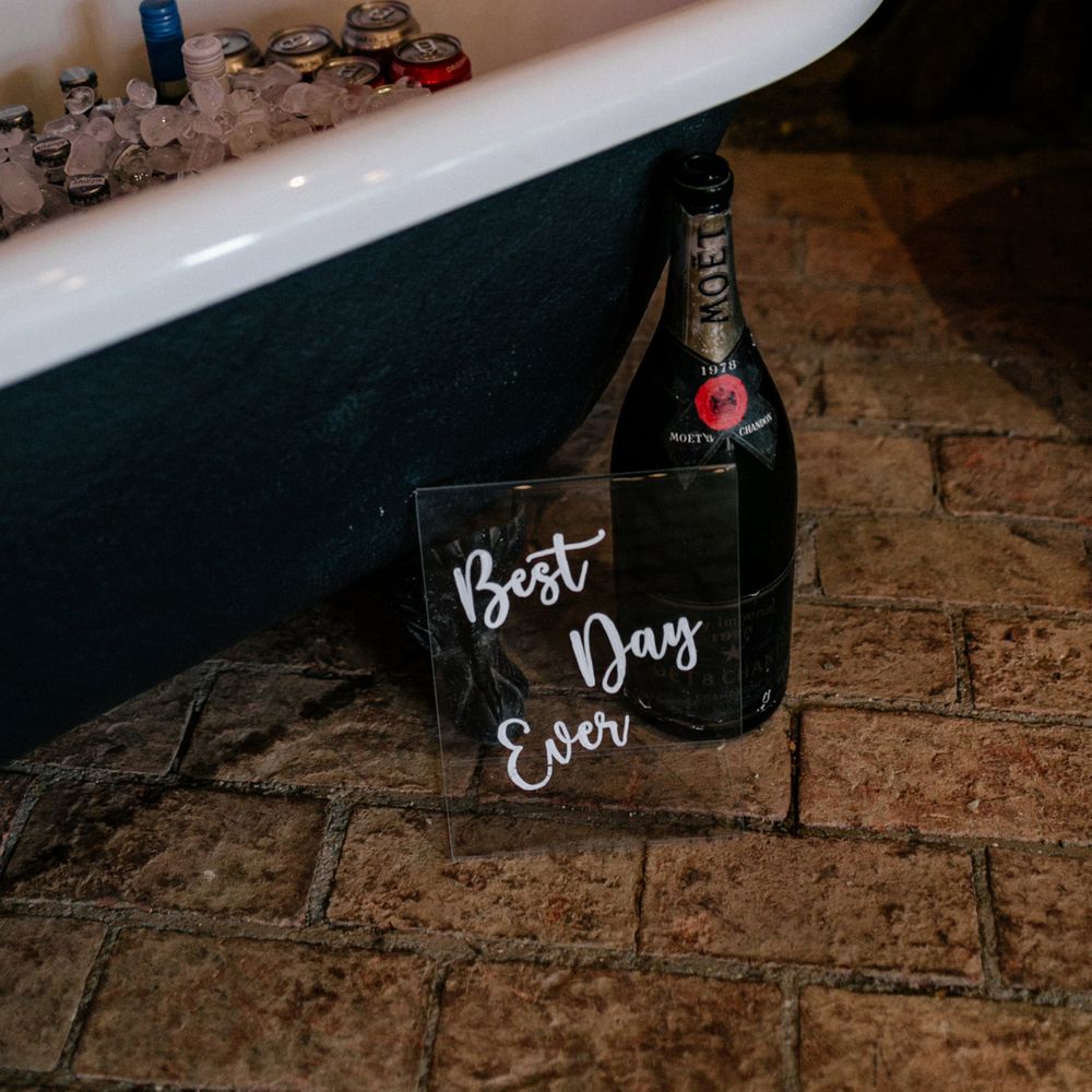 Booze bath at High Billinghurst Farm wedding