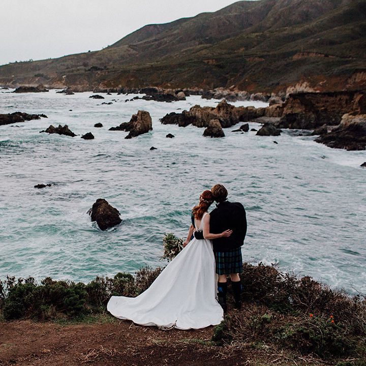 Big Sur intimate elopement cliffside wedding photographs 