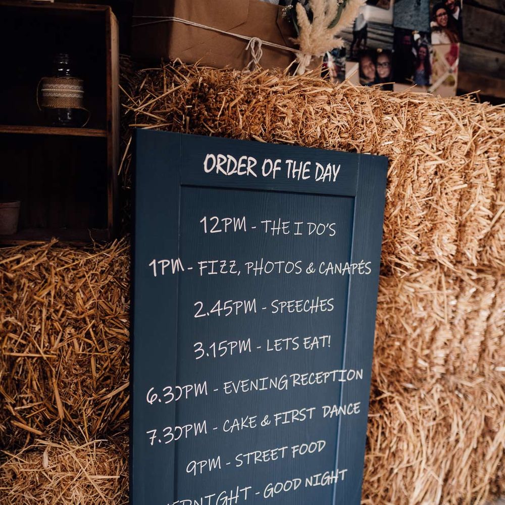 DIY chalkboard order of the day sign 