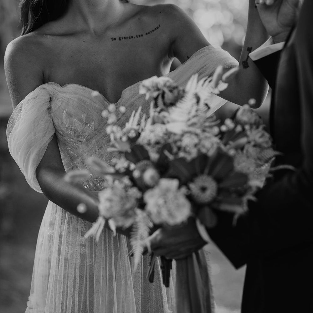 Beautiful bride with natural makeup and long wavy hair 