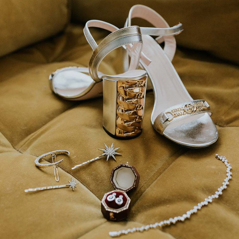 Gucci bridal shoes complete with chain embellishment 