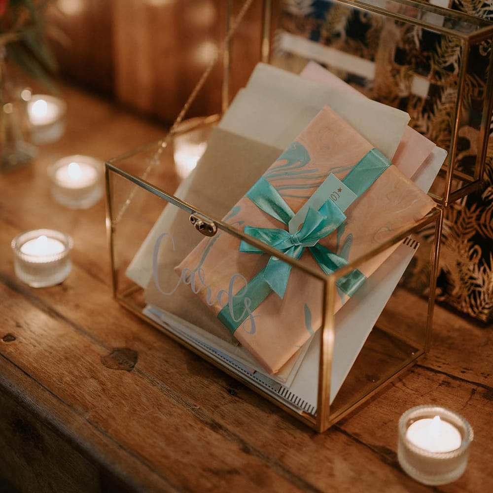Gold wedding card box 
