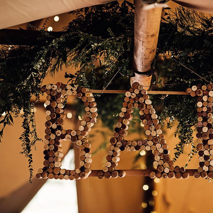 Cork bar sign for wedding reception 