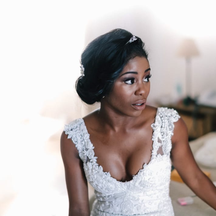 Bride getting ready for her wedding day in Italy