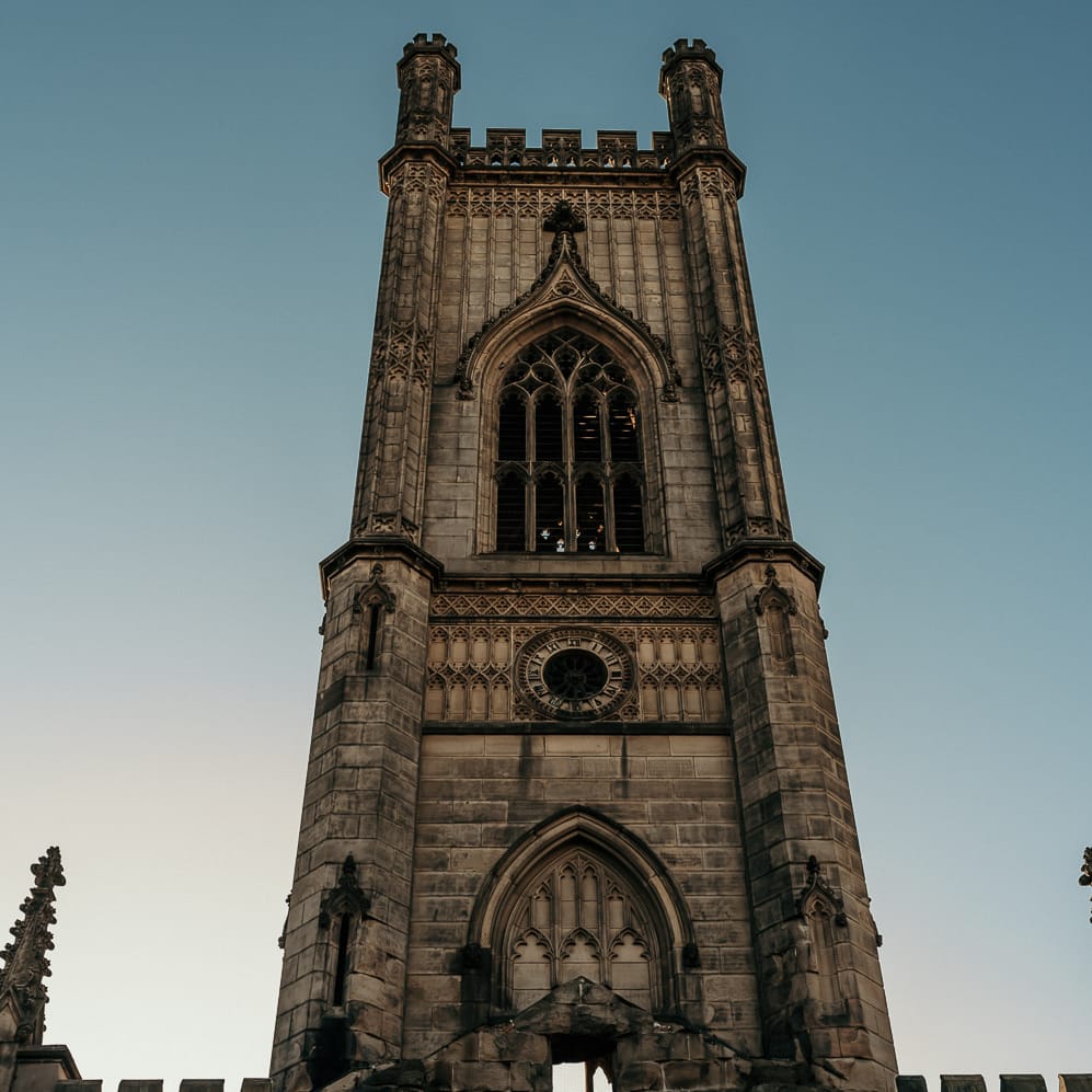 Steeple at St Lukes Bombed Out Church in Liverpool 