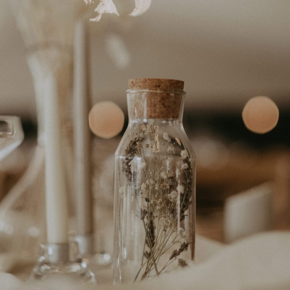 DIY glass bottle wedding decor