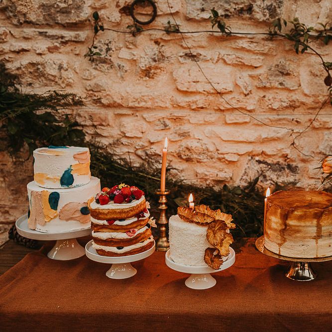Dessert table at outdoor destination wedding 