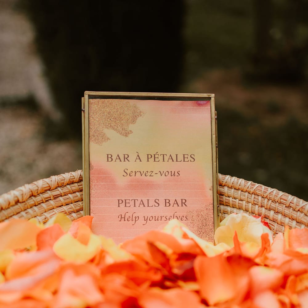 basket of colourful confetti petals 