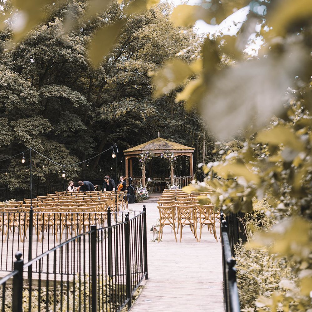 Outdoor wedding ceremony space at The Venue, Bowers Mill in Yorkshire 
