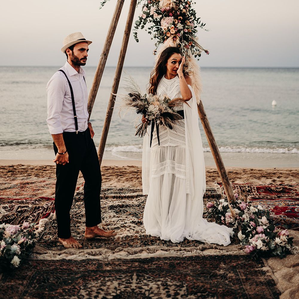 Naked tipi for wedding ceremony on beach