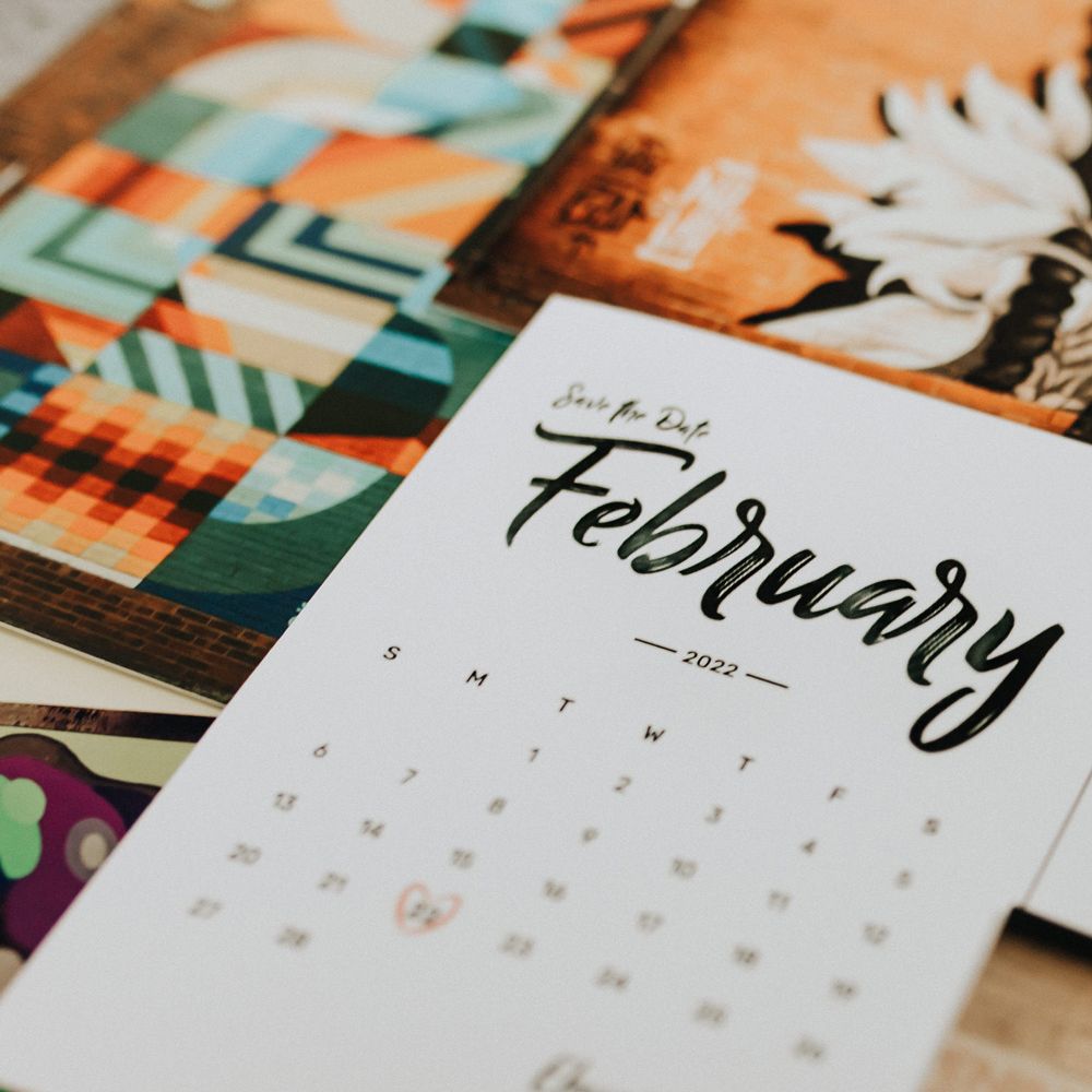 Wedding save the date with calendar and circled date for wedding in Liverpool