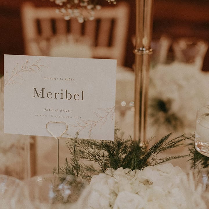 White wedding table settings and stationery at Hedsor House wedding