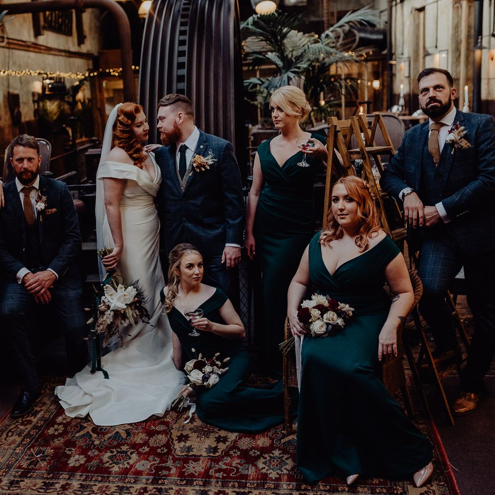 Wedding party portrait at Holmes Mill, Liverpool wedding 