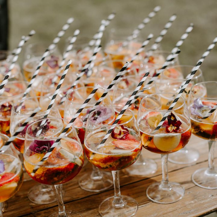 Colourful cocktails for reception