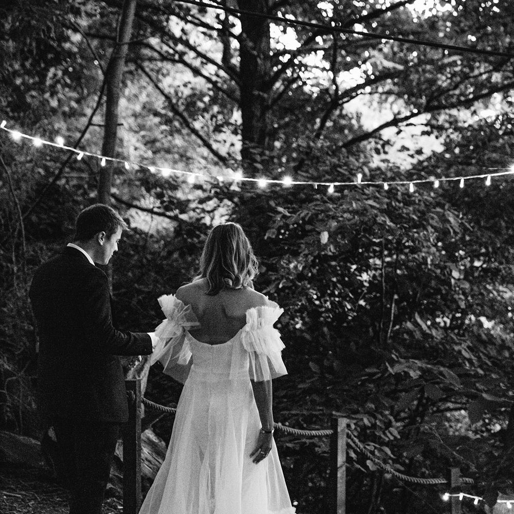 Bride in tulle Halfpenny London wedding dress