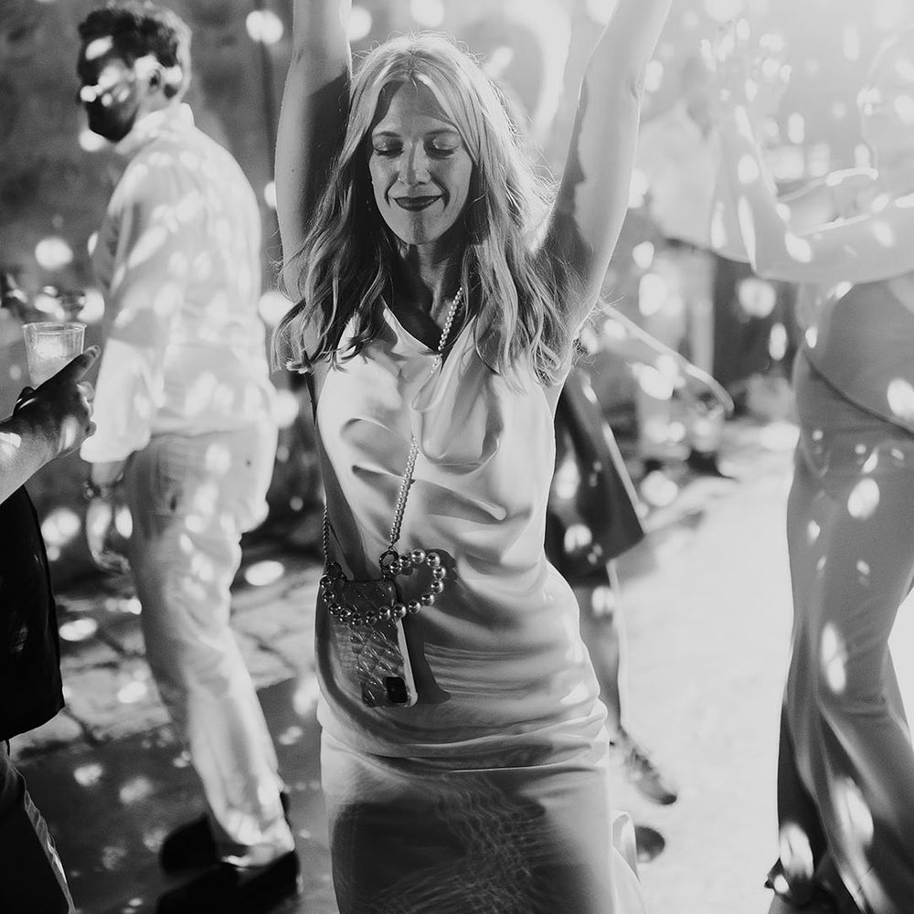 Dance party for the reception with the disco ball decoration 