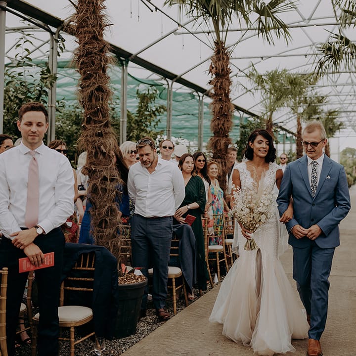 Father walks Bride down the aisle at Architectural Plants Venue
