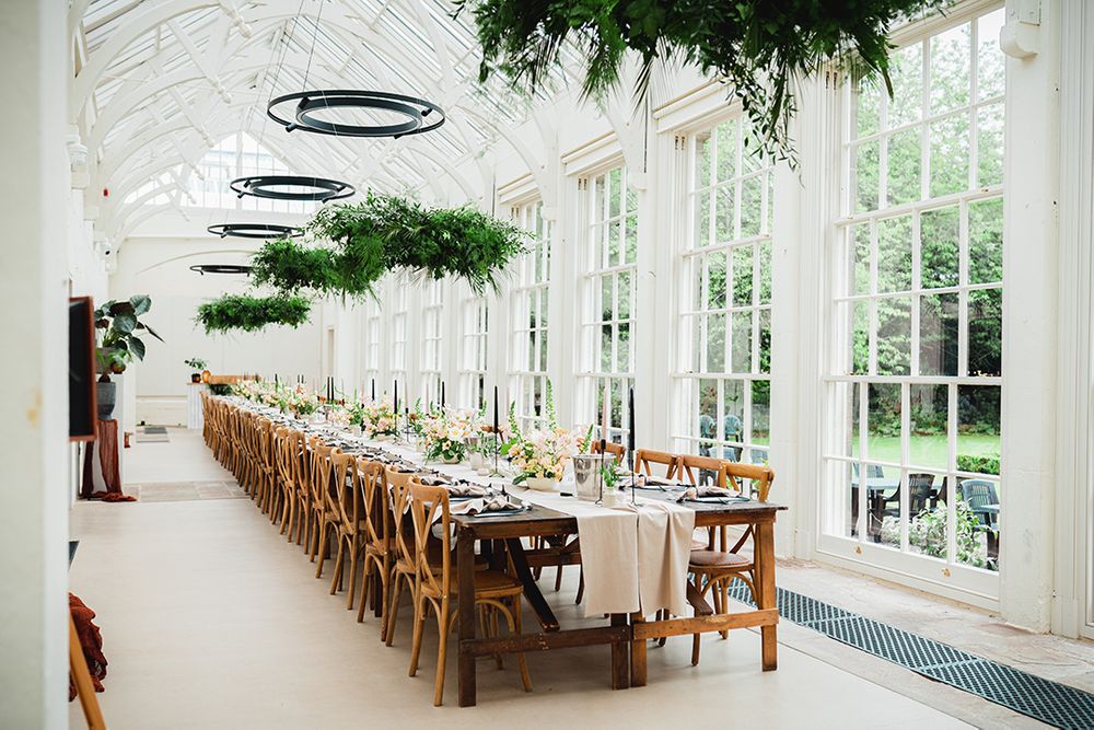 The Orangery Ingestre Wedding With Greenery & Pink Dresses