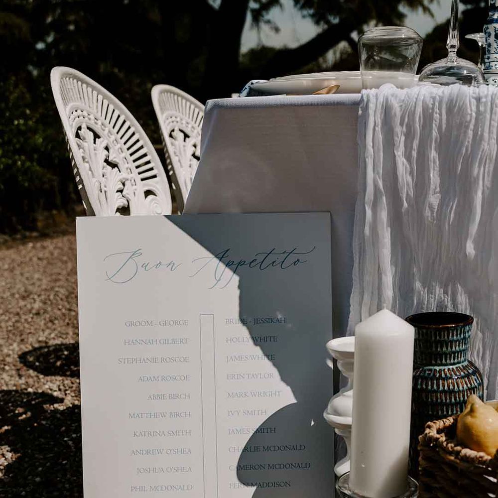 Italian style wedding decoration and wedding sign 