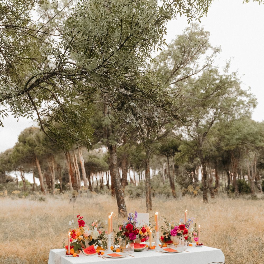 Table set in the mountains of Madrid