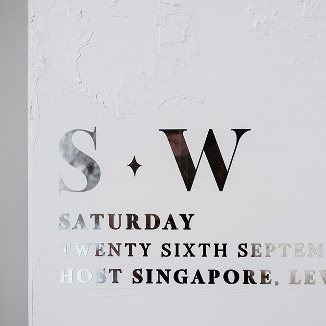 Silver foil wedding welcome sign 