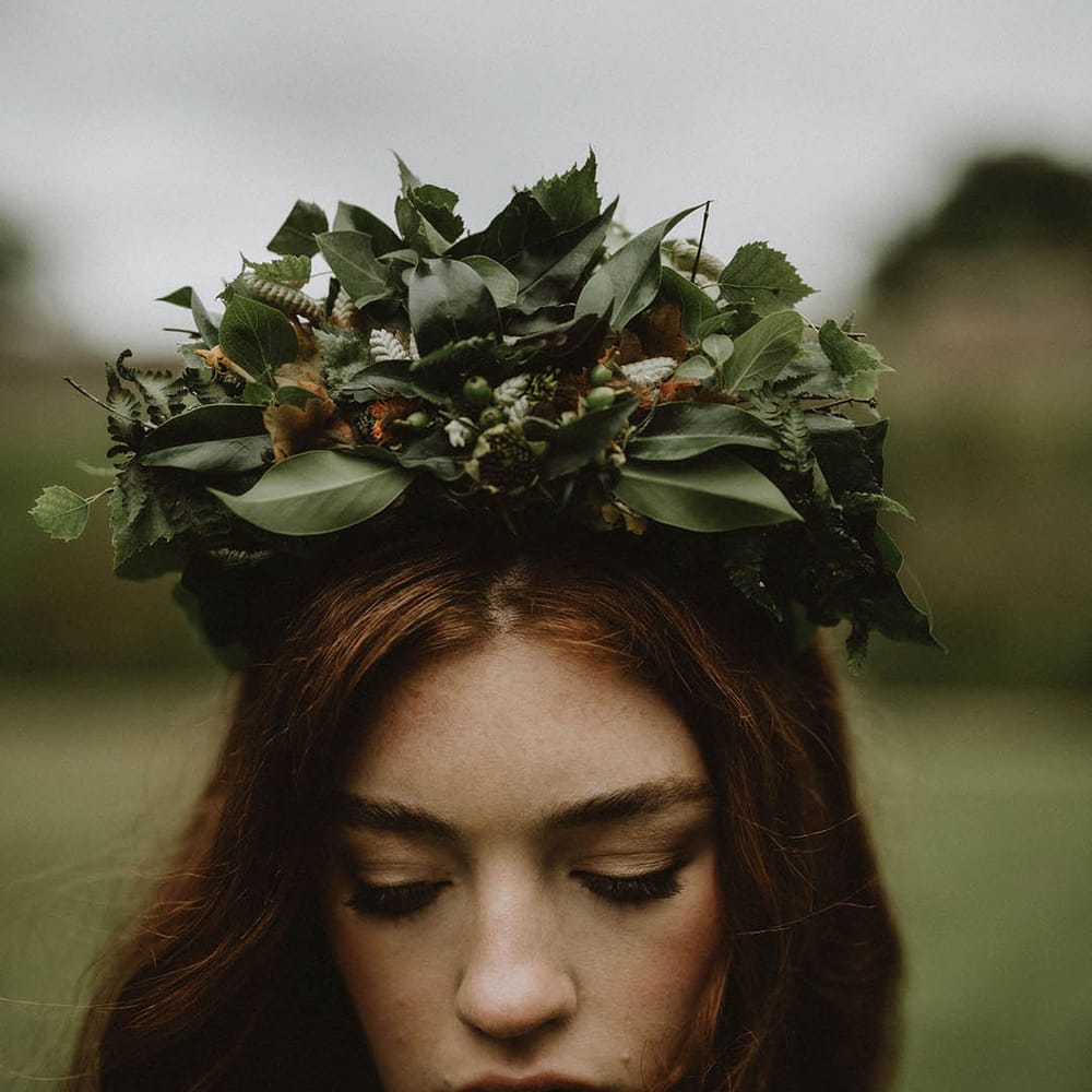 green leaf and foliage flower crown 