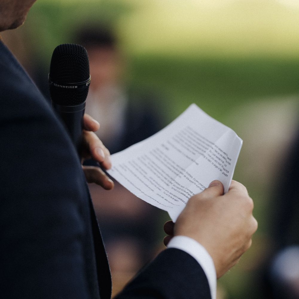 Wedding reception speeches on paper 