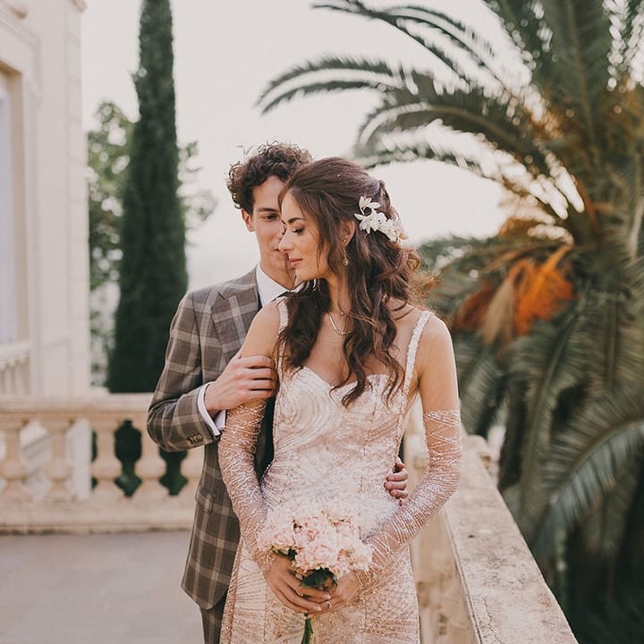 Granada Andalusia Spanish destination wedding with bride in a bespoke gold wedding dress