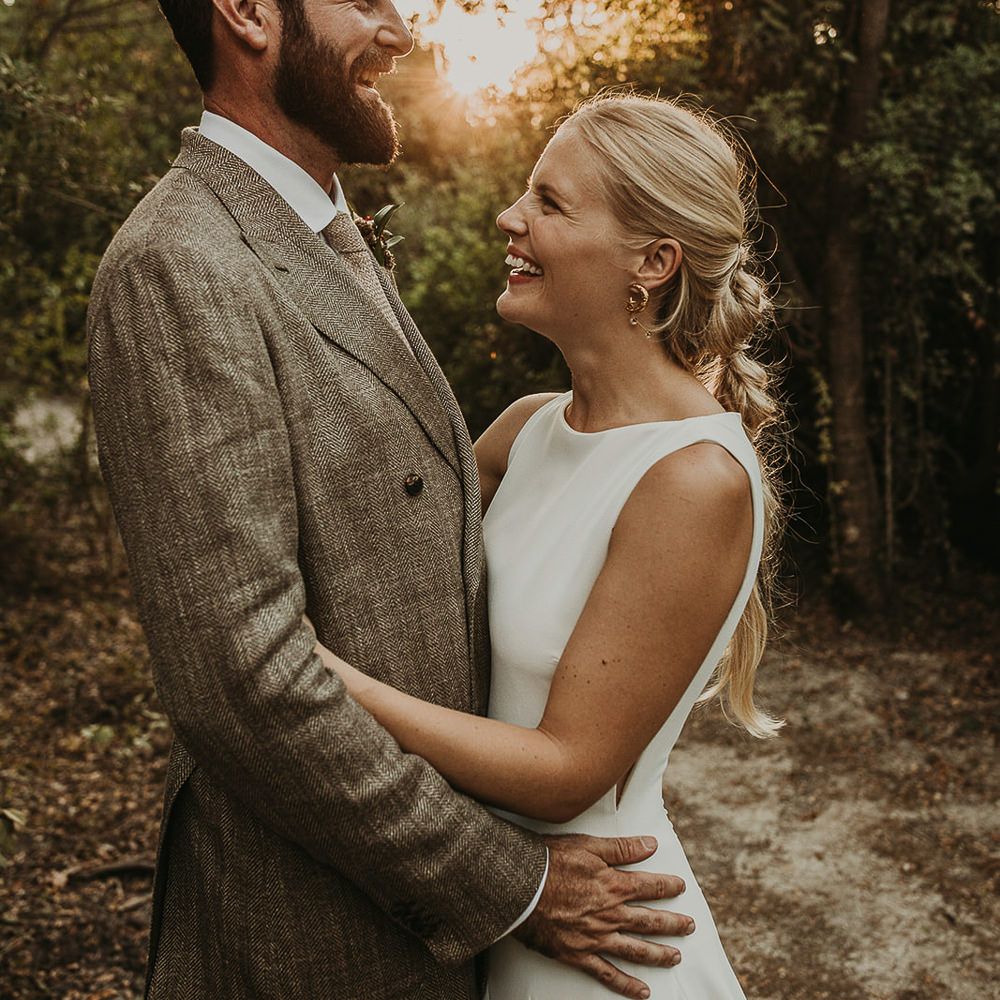 Bride and groom golden hour portrait by Joy Zamora Photography 