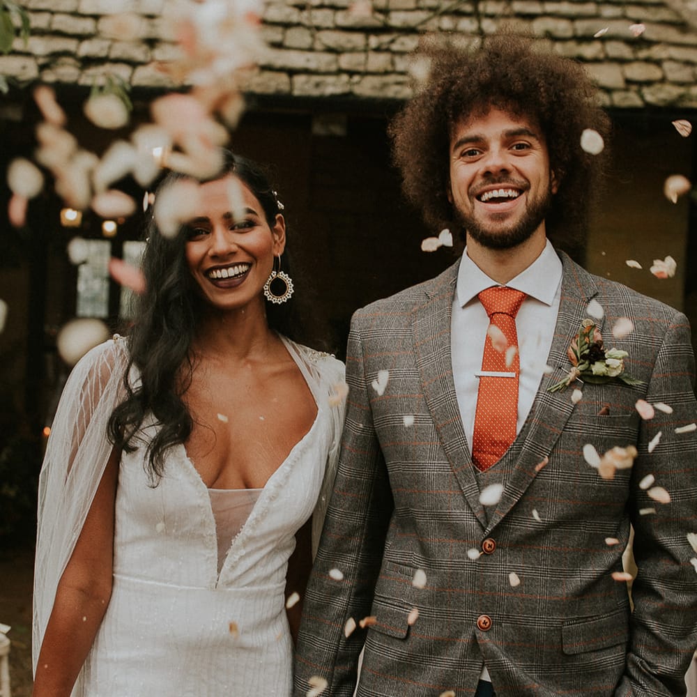 confetti moment at Hooton Pagnell Hall 