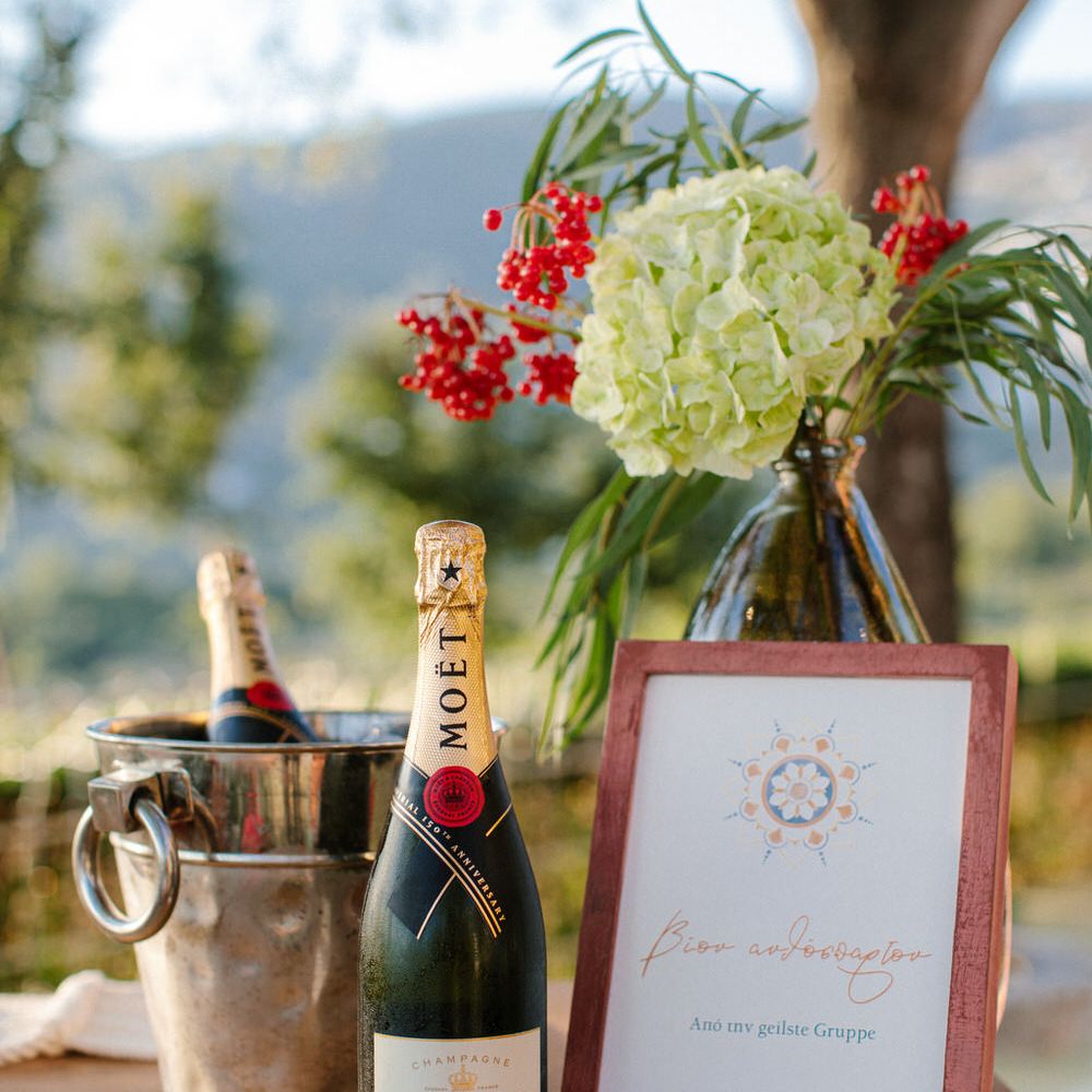 Moet champagne for the outdoor flower cocktail bar