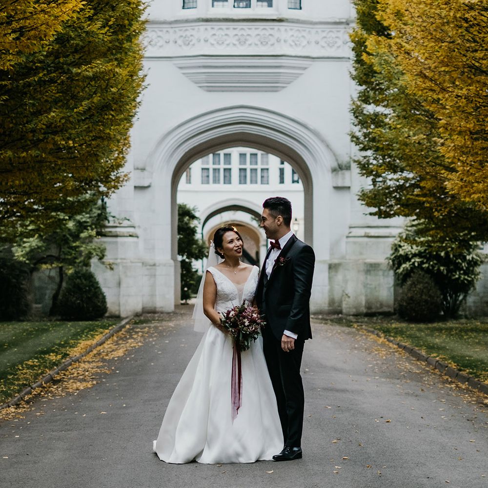 Black tie winter wedding at Danesfield House
