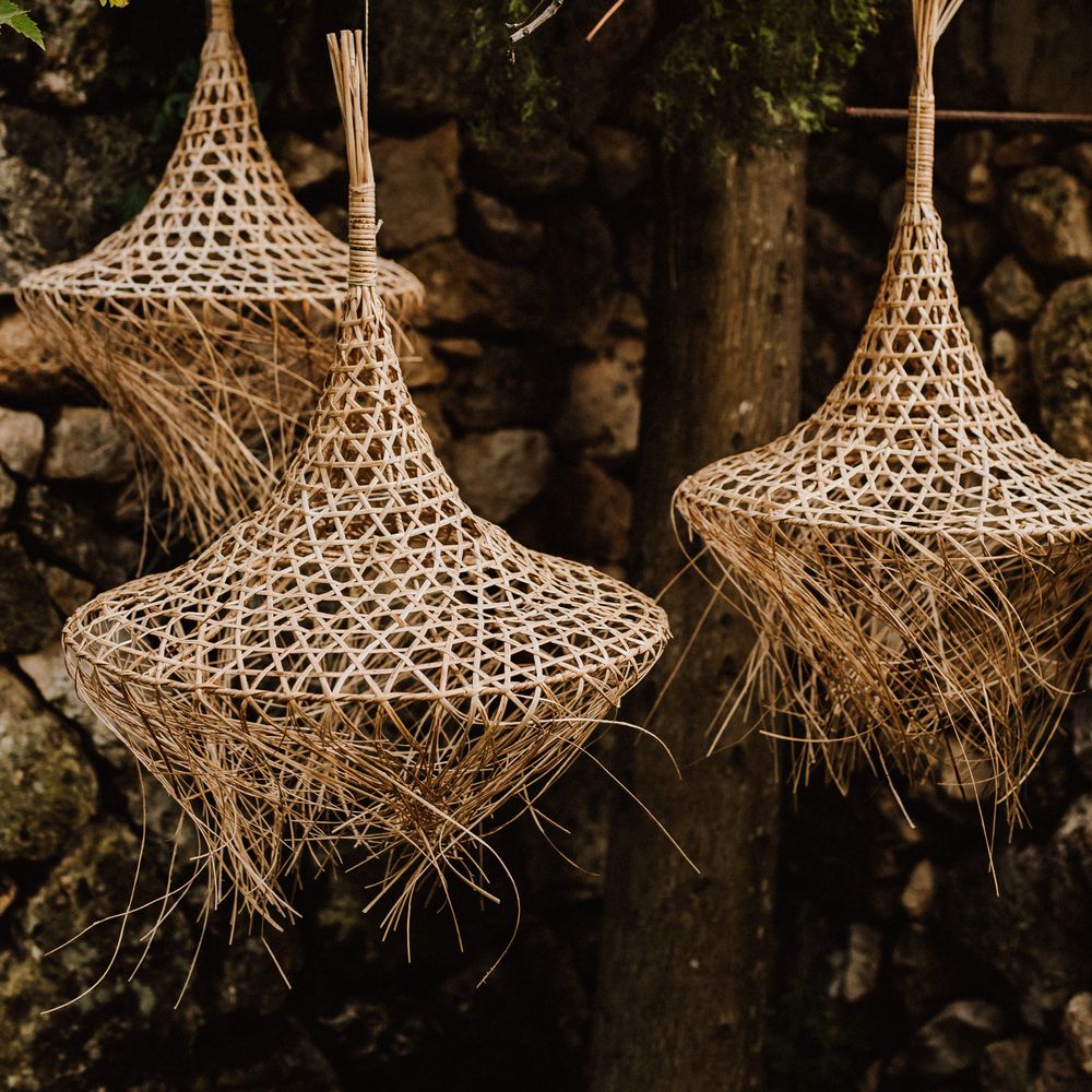 Wicker woven lampshades 