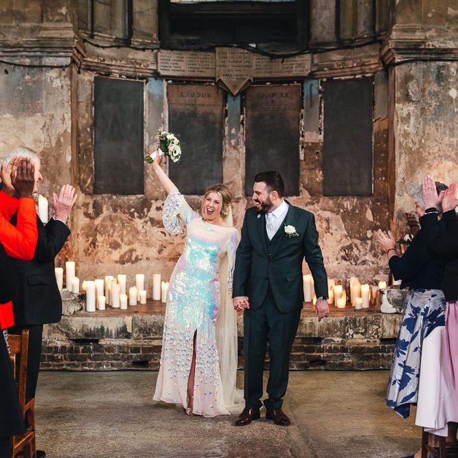 Bride celebrates after marriage at The Asylum