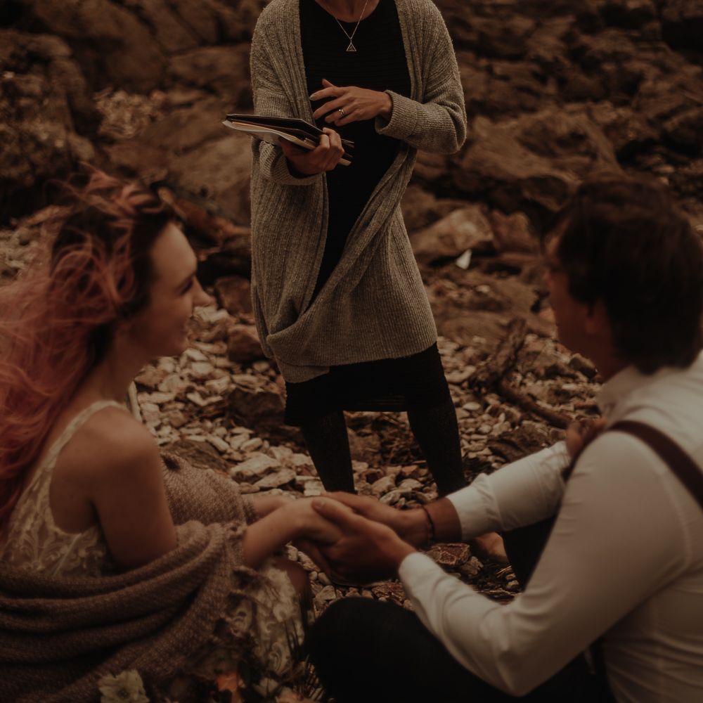 Celebrant at beach elopement