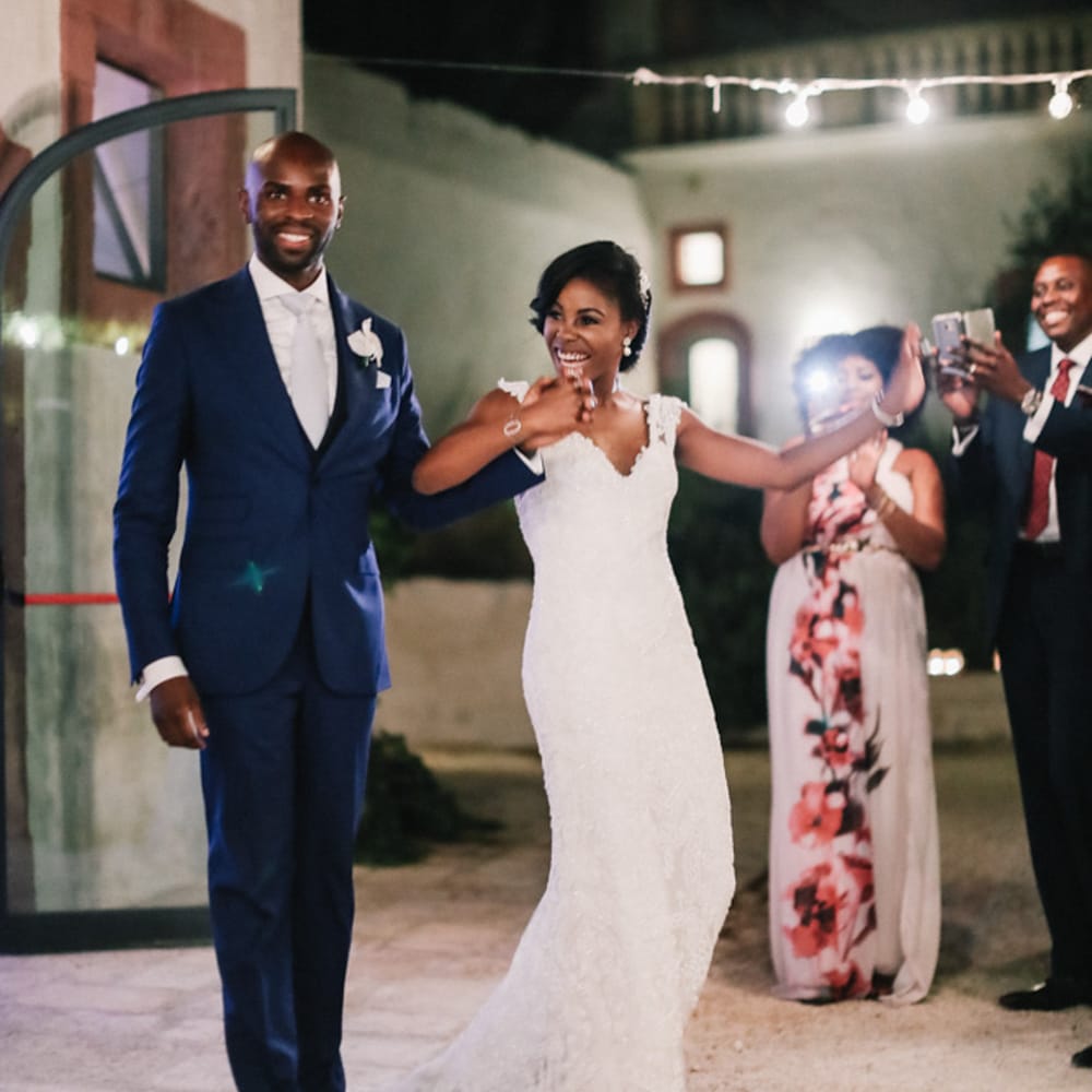 Bride and groom dancing at Puglia Italian wedding