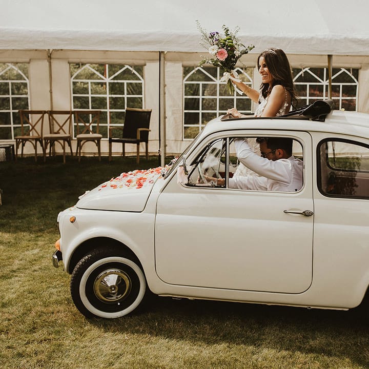 Vintage 1968 restored Fiat 500 wedding car