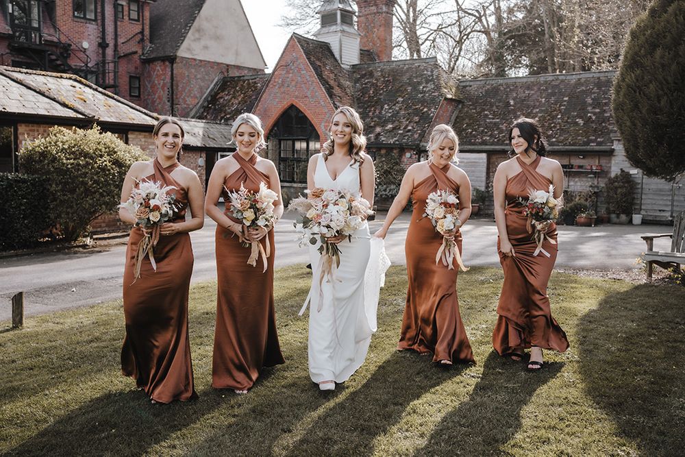 Copper Bridesmaid Dresses at Burley Manor Wedding Copper Bridesmaid Dresses at Burley Manor Wedding