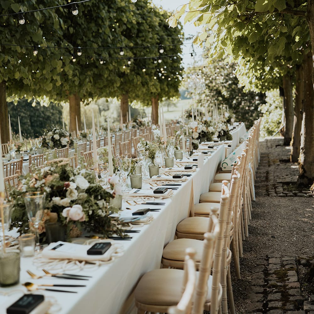 Green botanical theme wedding breakfast al fresco style inspired by Tuscany 