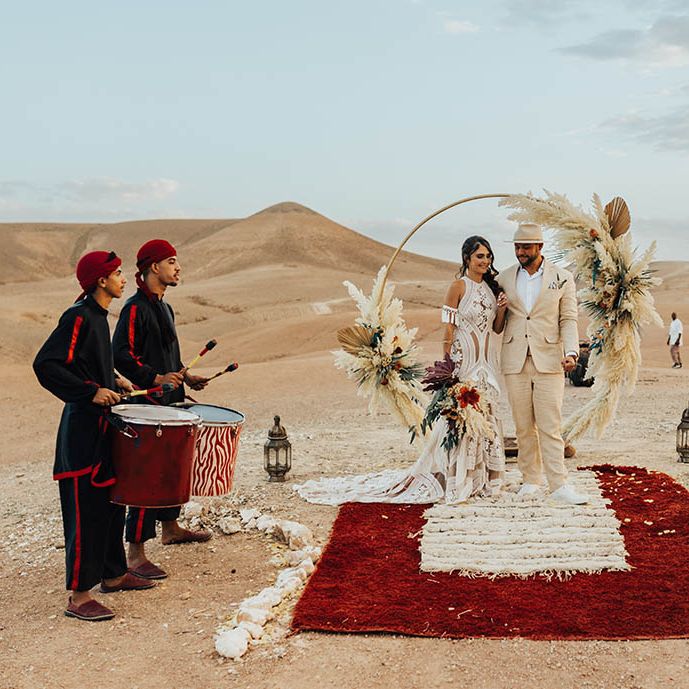Moroccan wedding band plays at wedding ceremony 