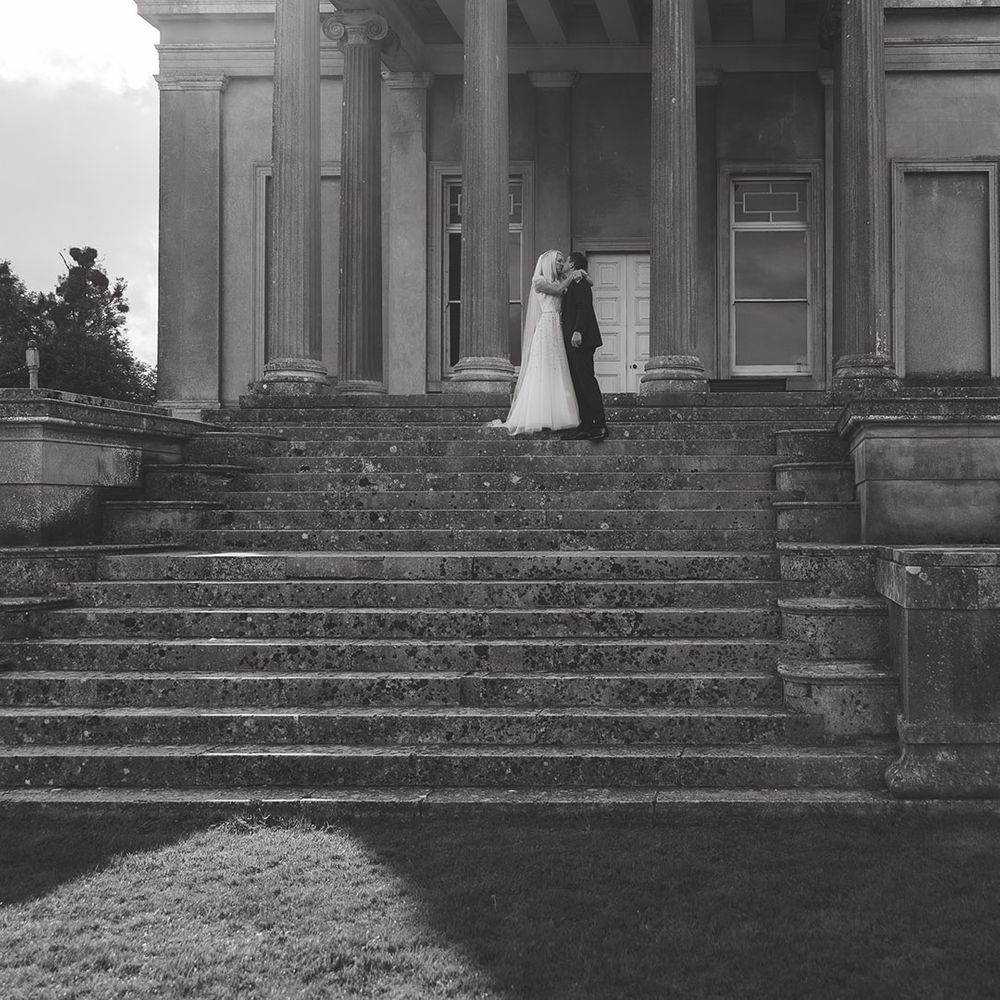 The bride and groom at their luxury country house wedding 