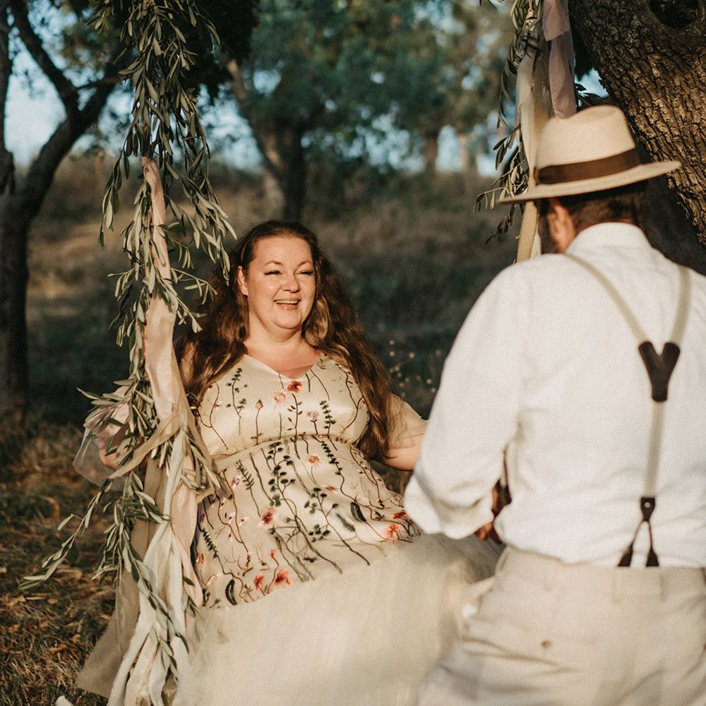 Bride swings on olive branch swing seat