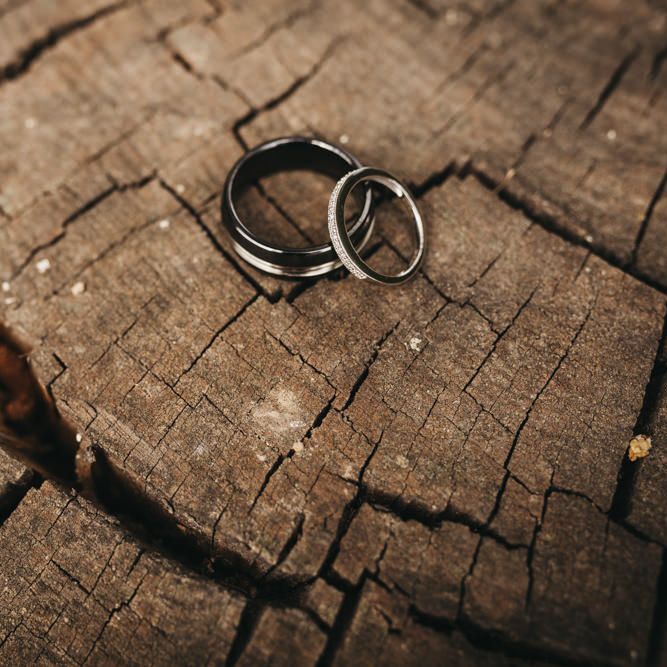 Bride and groom wedding bands 
