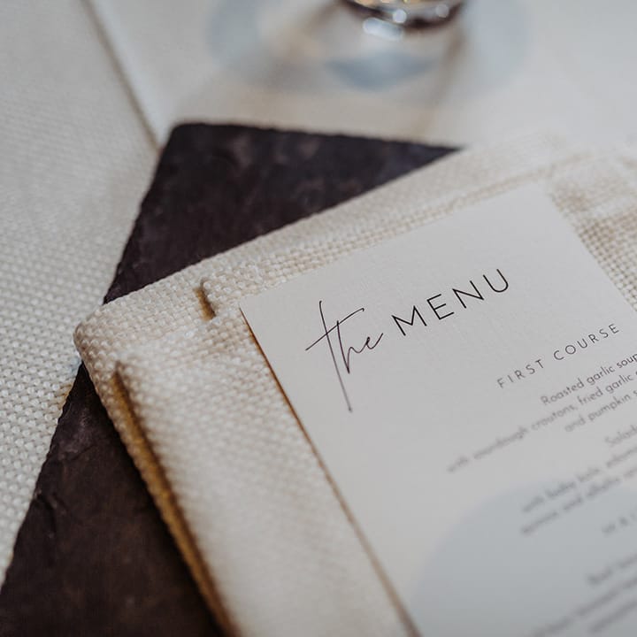 Plain black and white wedding menu stationery 