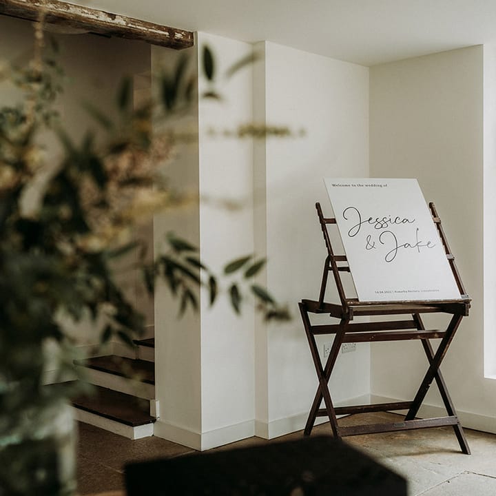 Simple and minimal black and white wedding welcome sign 